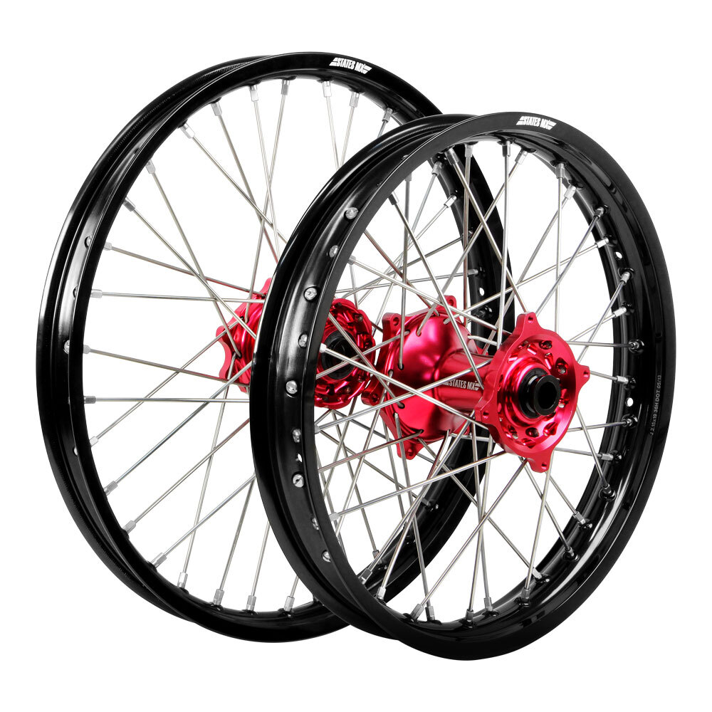 STATES MX WHEEL SET 21/19 - BLK/RED/SIL - HONDA CRF 2013