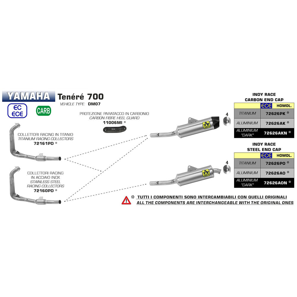 ARROW 72626AO [AOE]: INDY RACE ALUM SLV W TI E/C - YAMAHA   [3