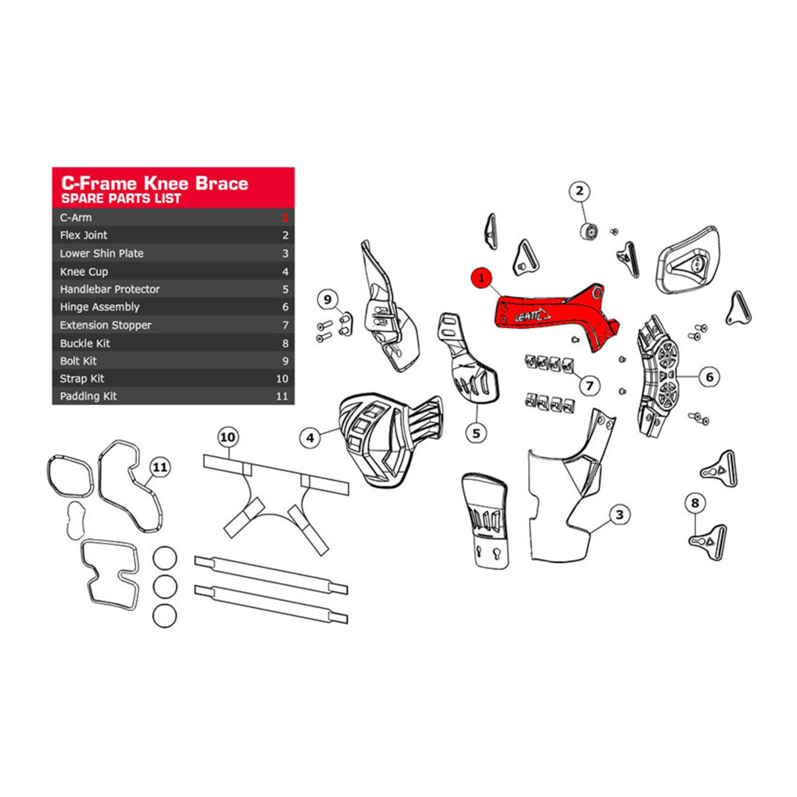 Leatt C-Arm C-Frame Aluminium Forged Right (2XL)