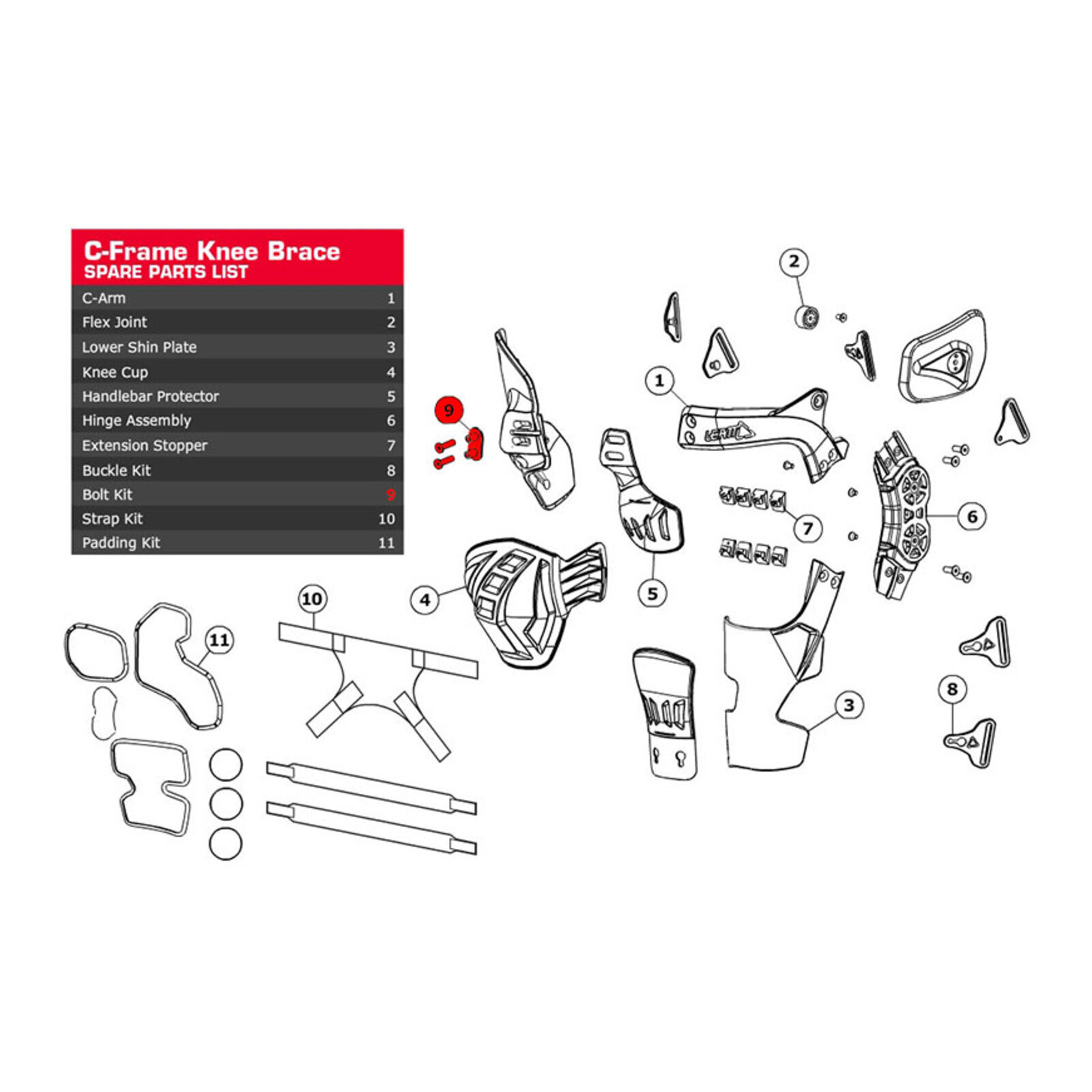 Leatt Bolt Kit Complete C-Frame Carbon Pair