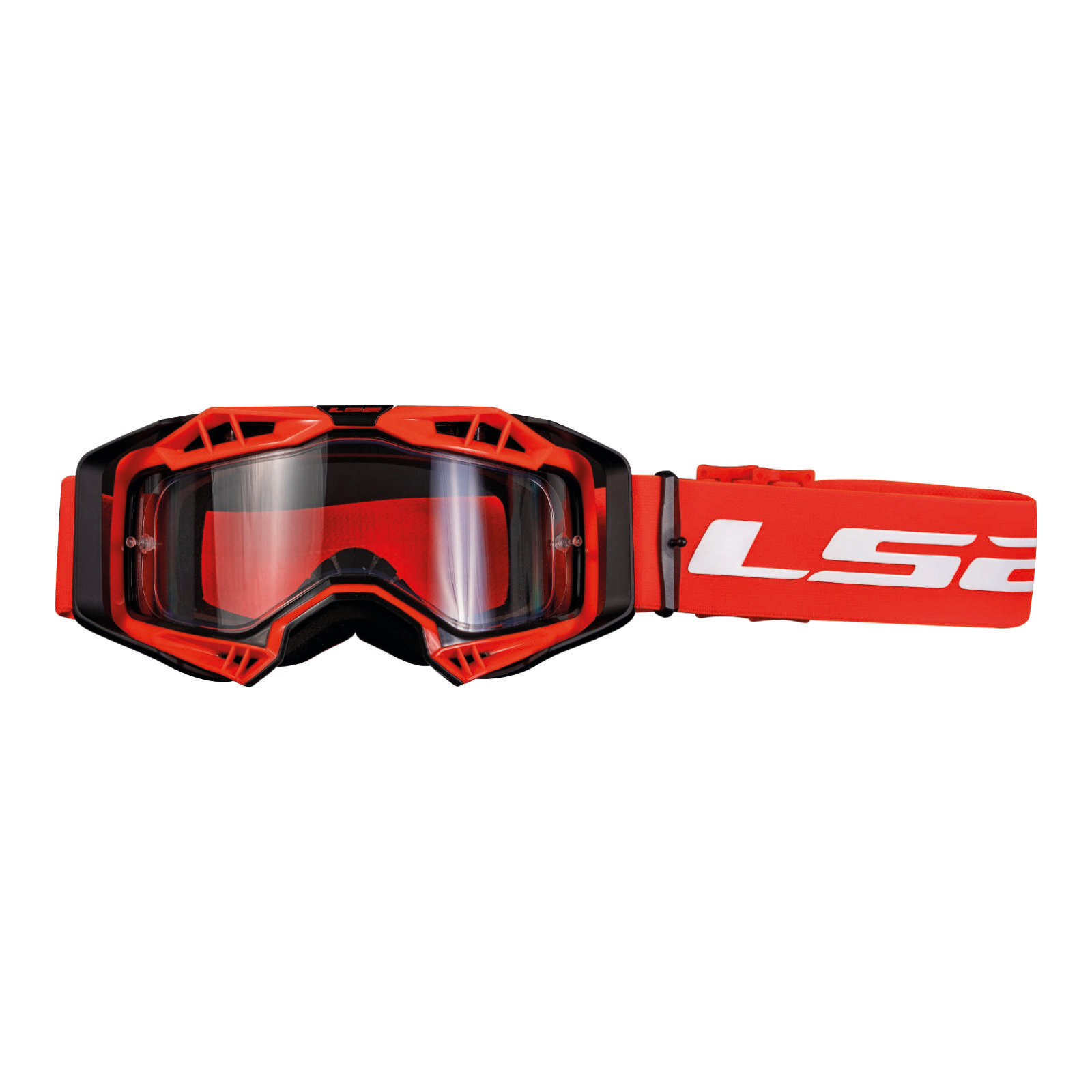 LS2 Aura Goggle - Red with Clear Lens