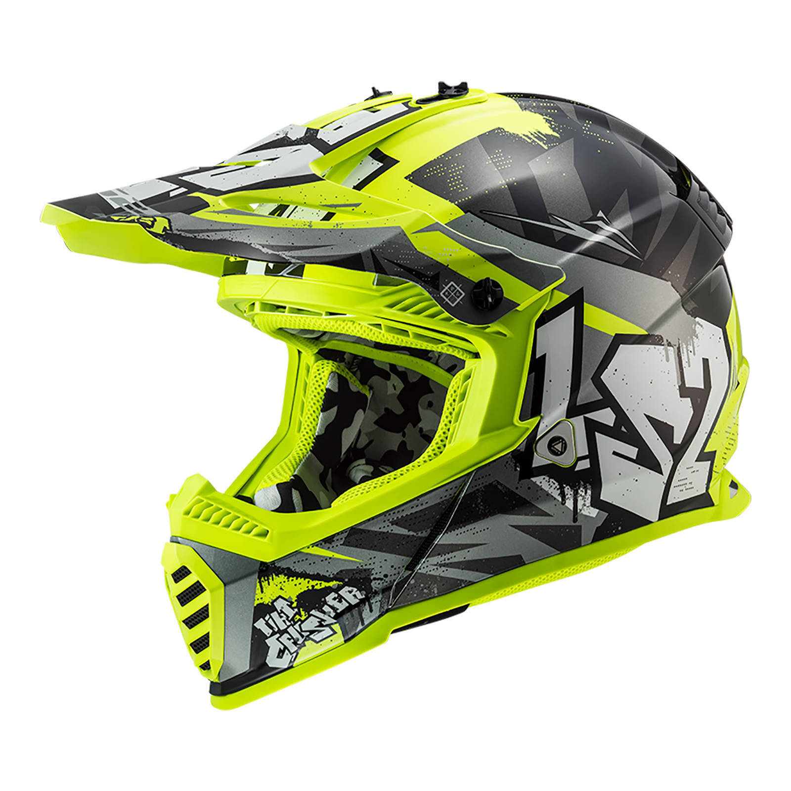 LS2 MX437 Fast Evo Mini (YS) Crusher - Black / Grey / Hi-Vis Yellow