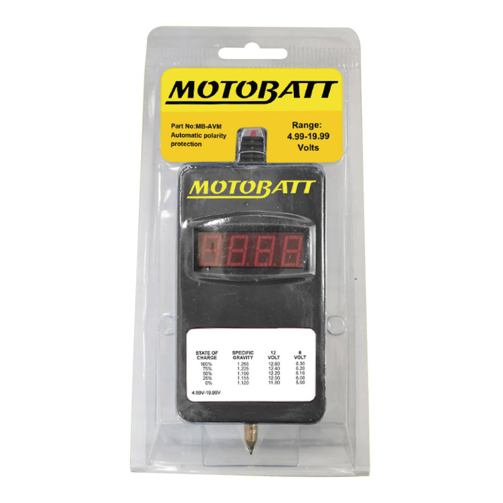 MOTOBATT VOLT METER 6V/12V