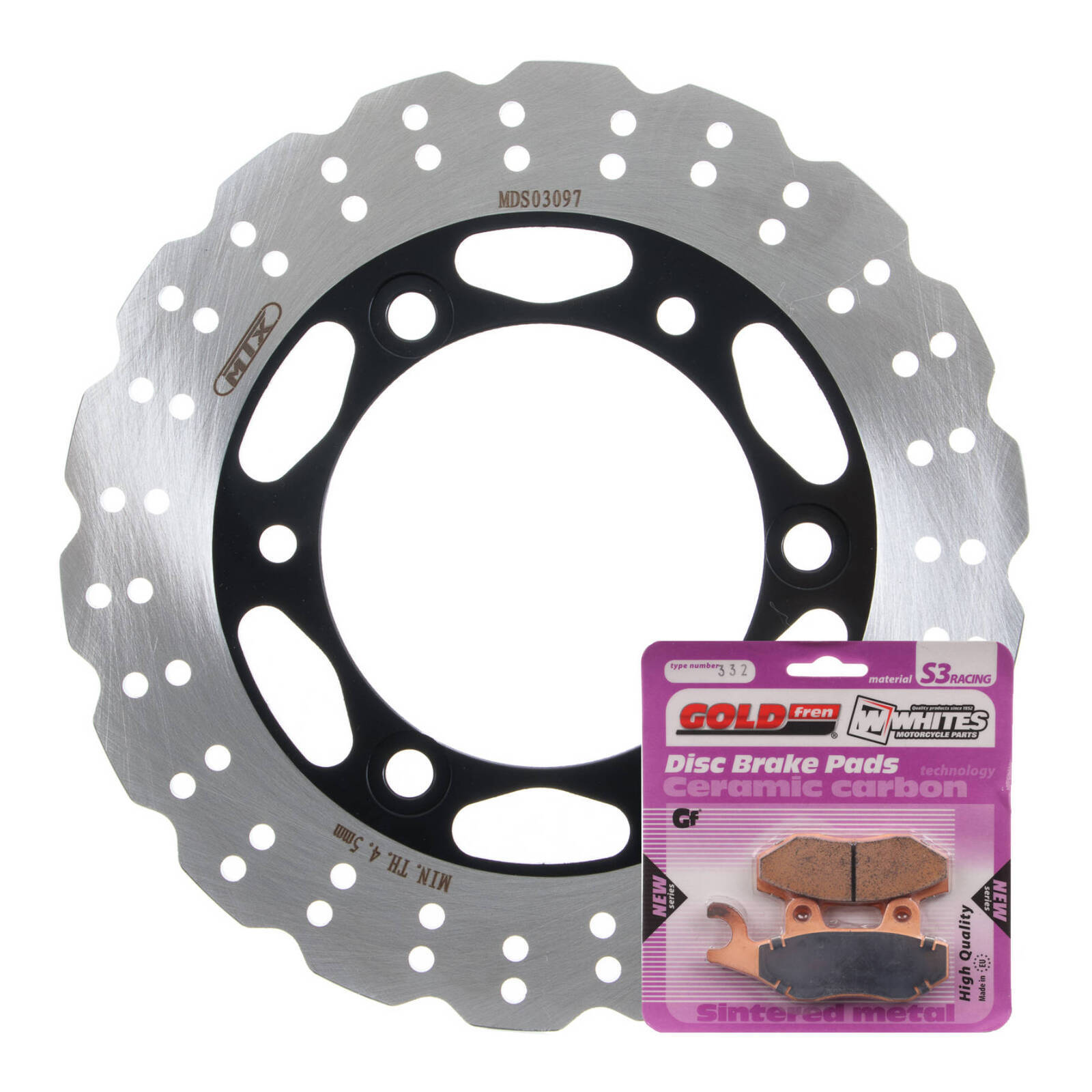 BRAKE DISC & PAD REAR KIT - KAW EX300 NINJA 13-17 - WAVE