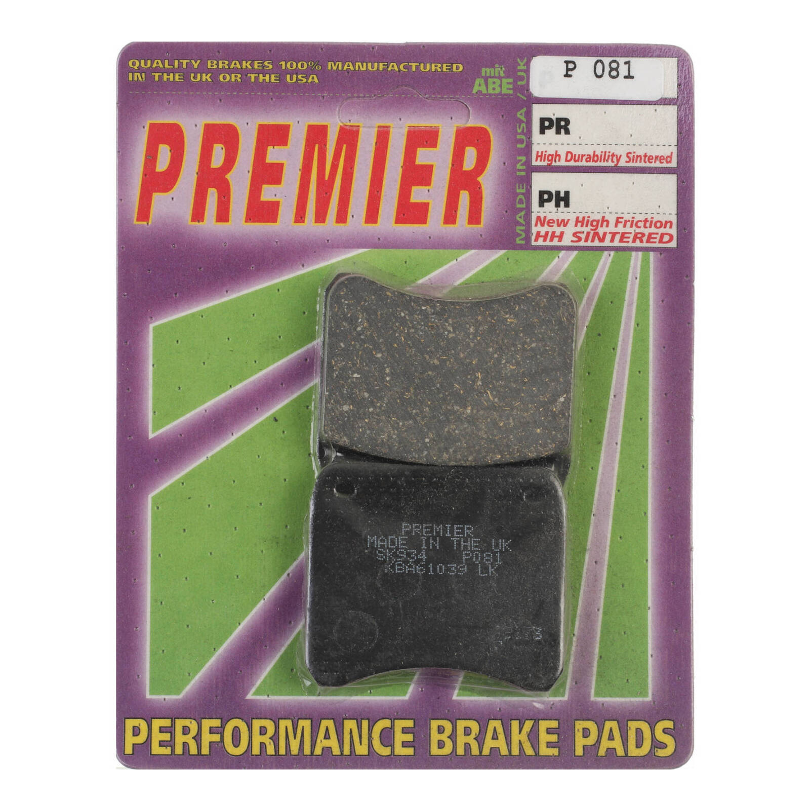 Premier Brake Pads - P Organic Standard