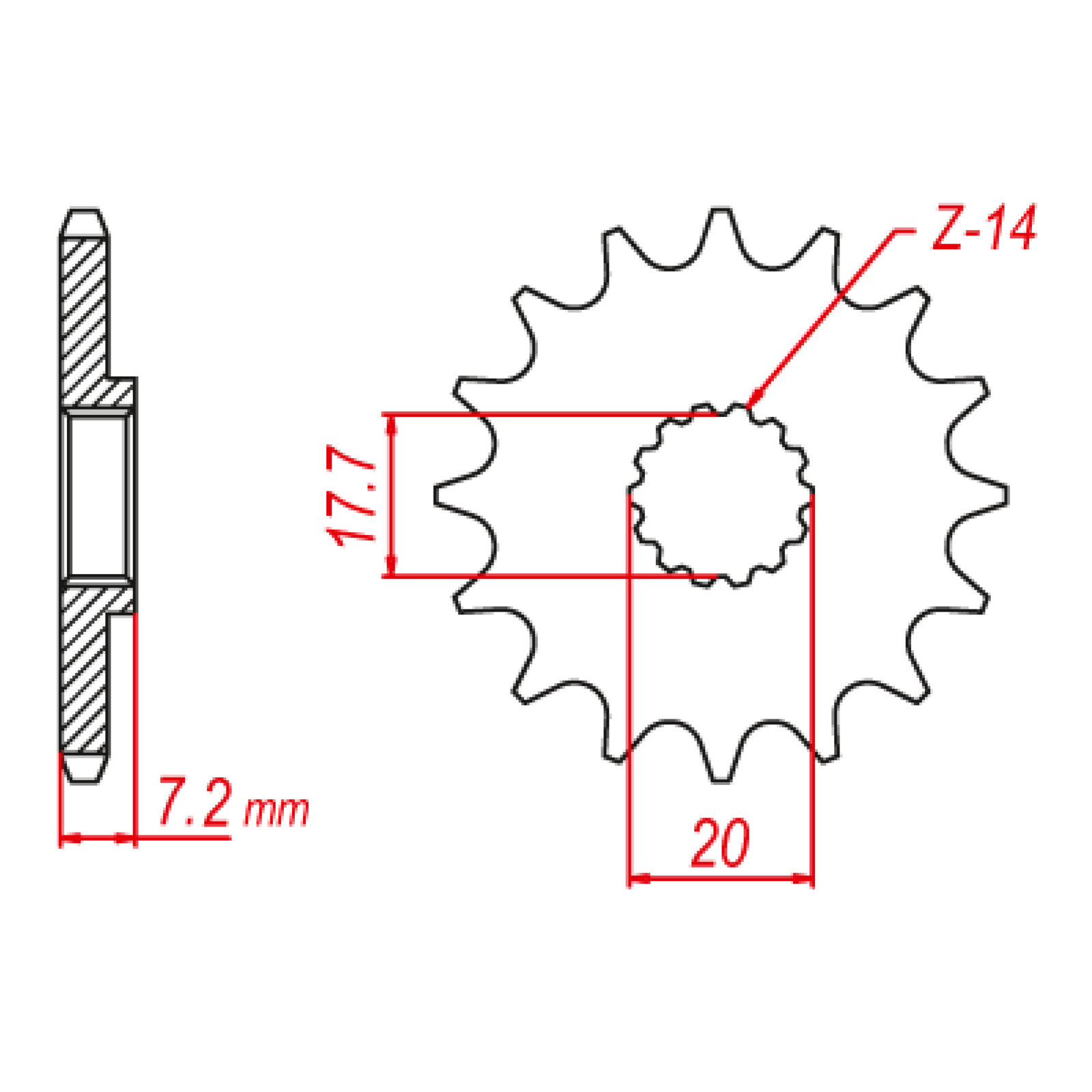 MTX YZ65 Steel Front Sprocket #420 (14T) (10-BR8-14)