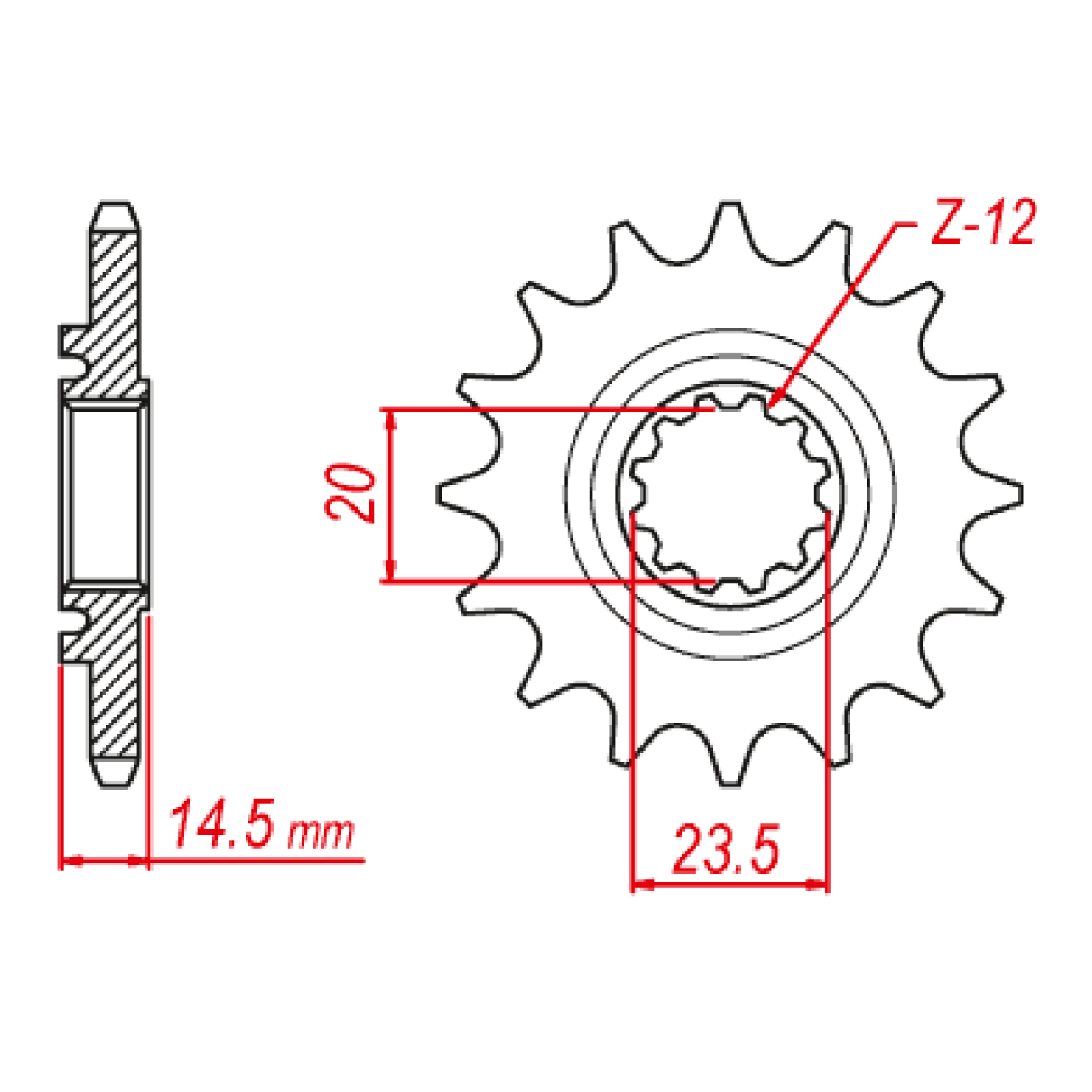 MTX 1345 Steel Front Sprocket #520 (13T) (10-1345-13)