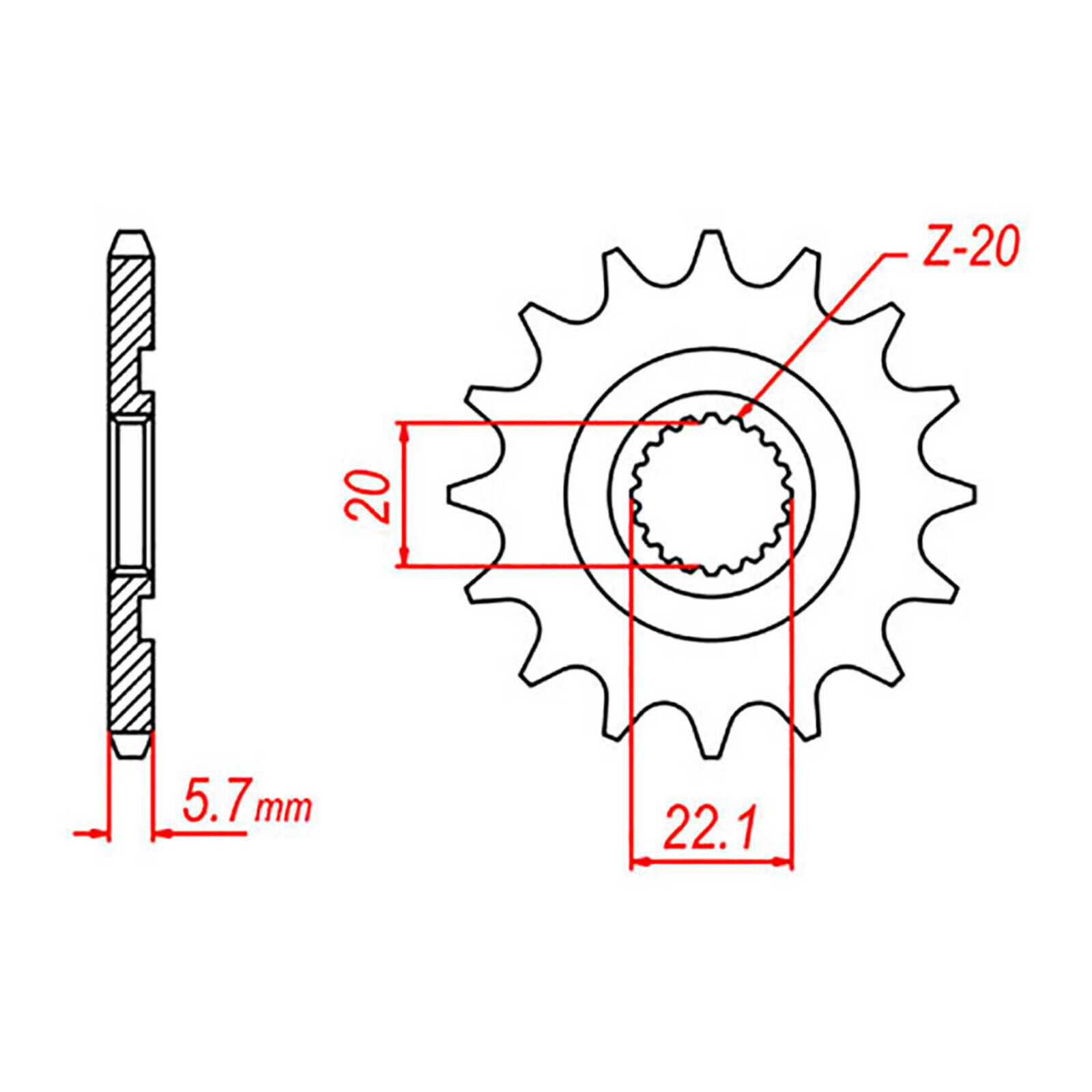 MTX 1590 Hornet Lightweight Steel Front Sprocket #520 (13T) (10B-5NL-13)