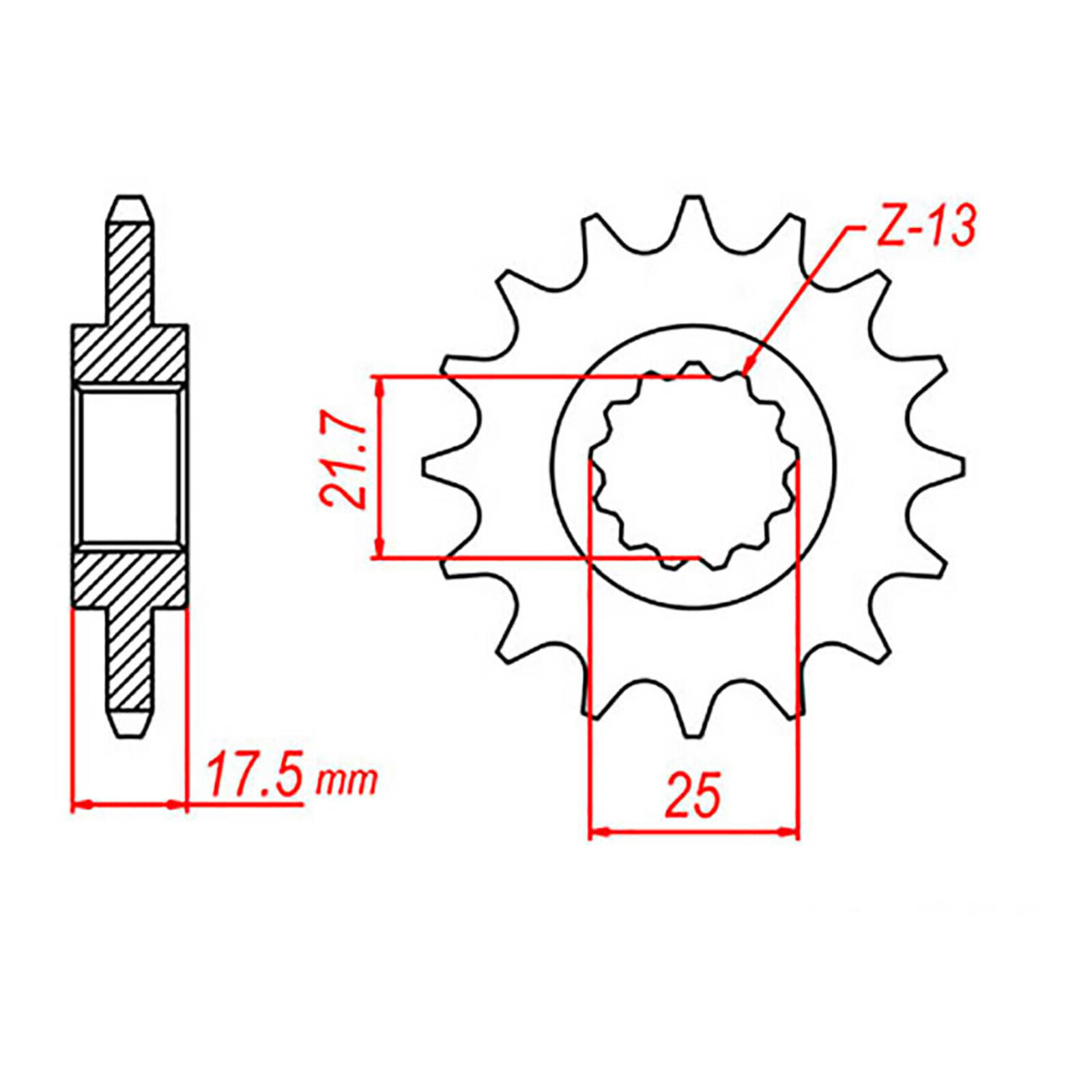 MTX 1298 Steel Front Sprocket #428 (17T) (10-KY1-17)