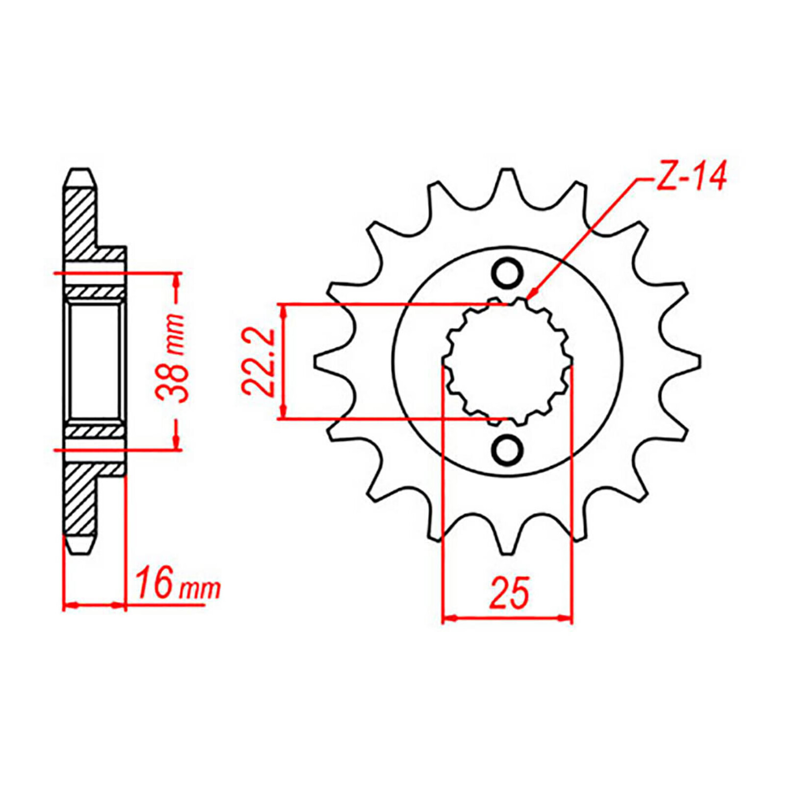 MTX 740 Steel Front Sprocket #525 (14T) (10-740-14)