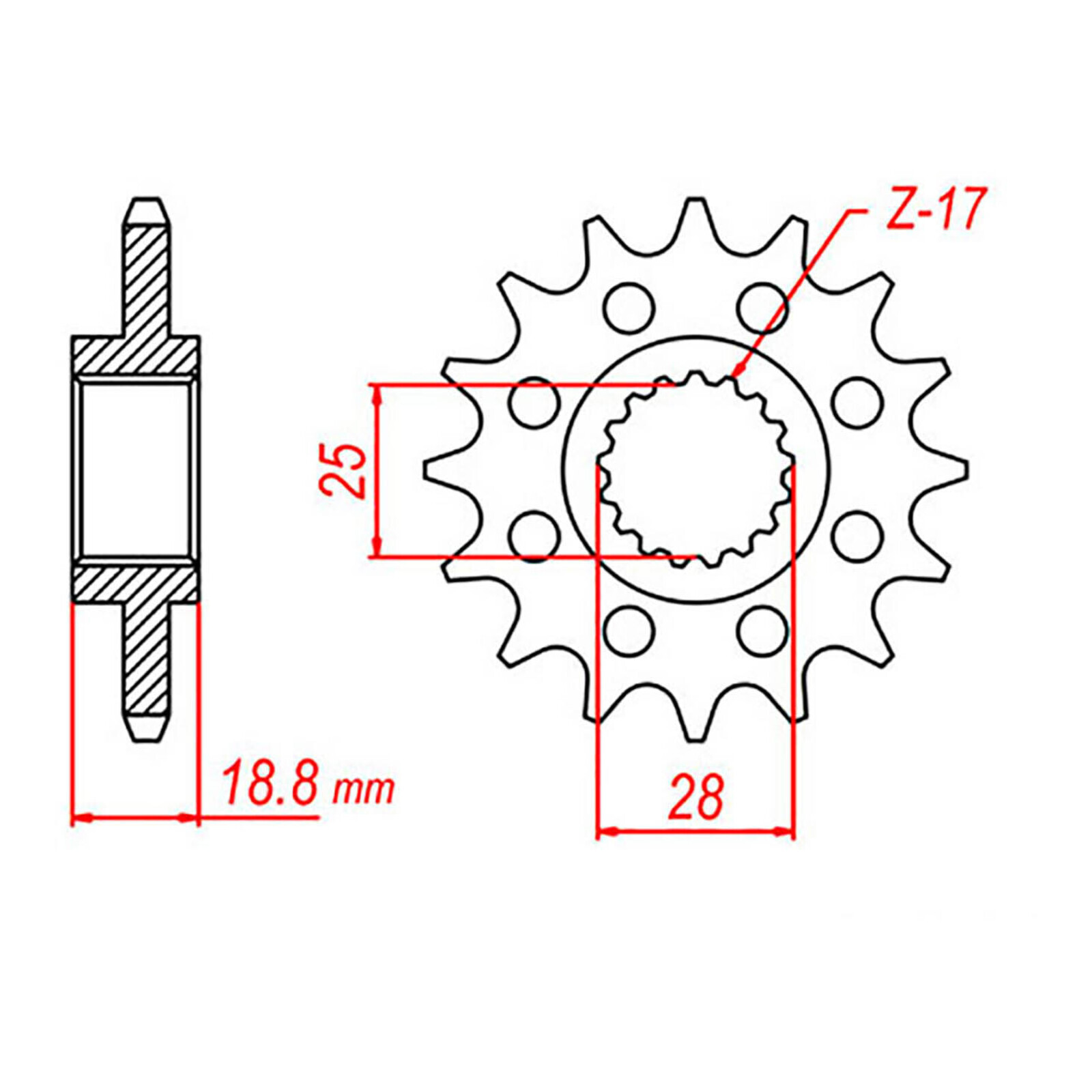 MTX 704 Steel Front Sprocket #525 (15T) (10-704-15)