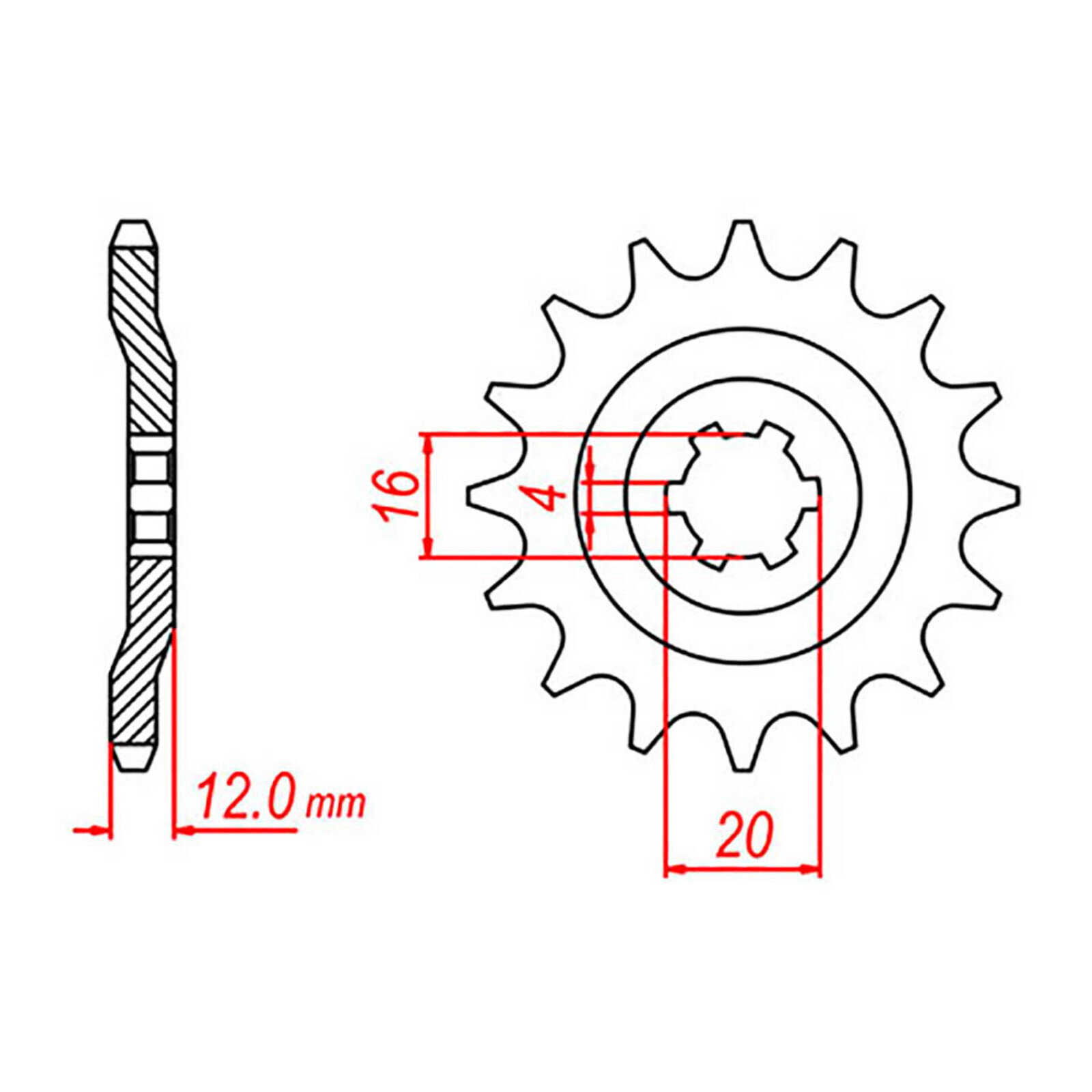 MTX 1606 Steel Front Sprocket #428 (14T) (10-382-14)