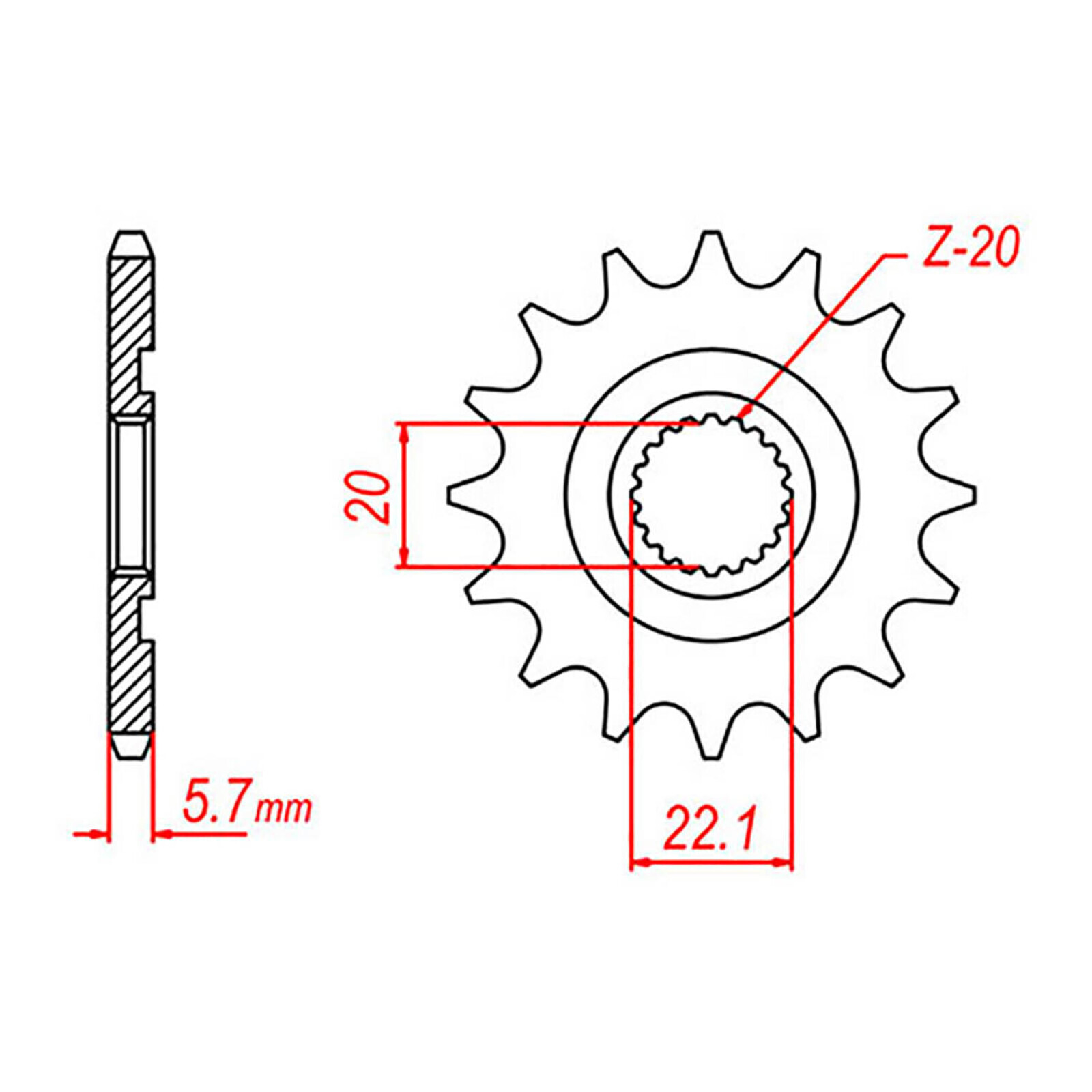 MTX 1590 Steel Front Sprocket #520 (12T) (10-5NL-12)