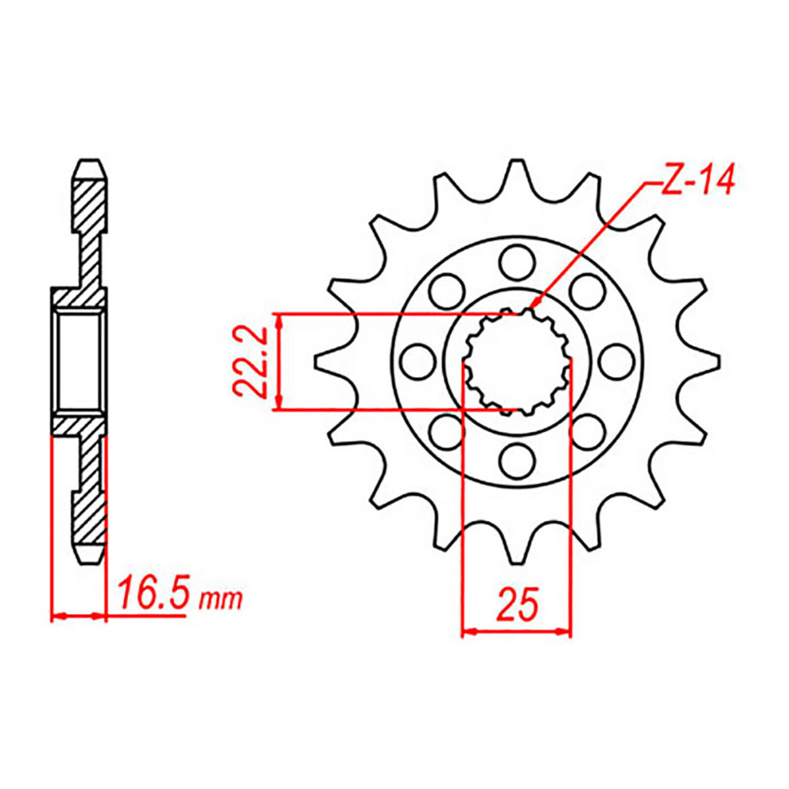 MTX 741 Steel Front Sprocket #525 (14T) (10-741-14)