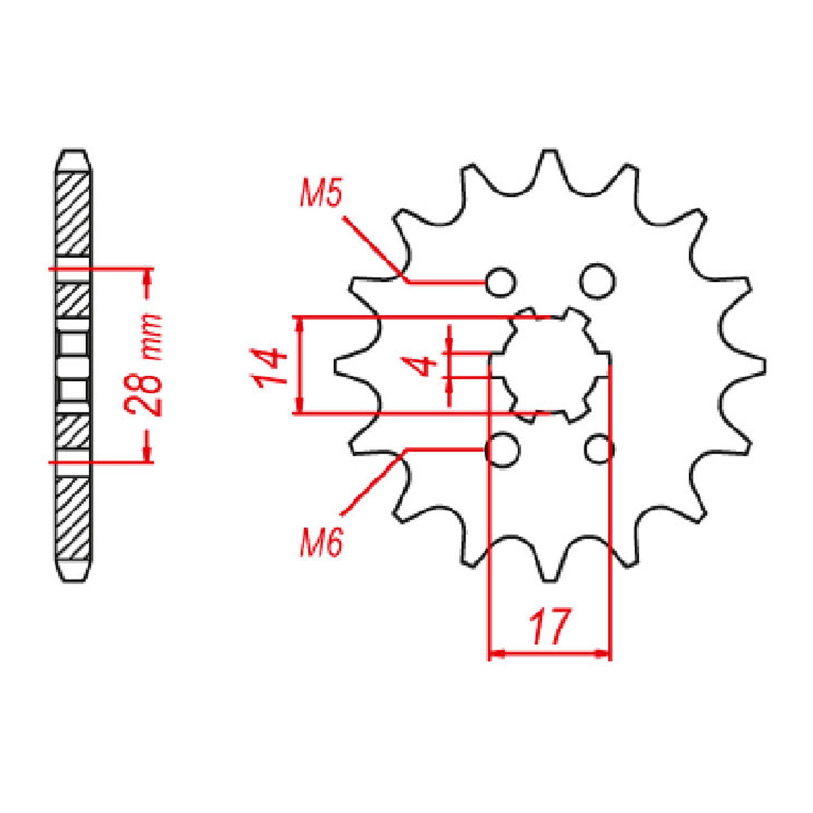 MTX 277 Steel Front Sprocket #428 (14T) (10-277-14)