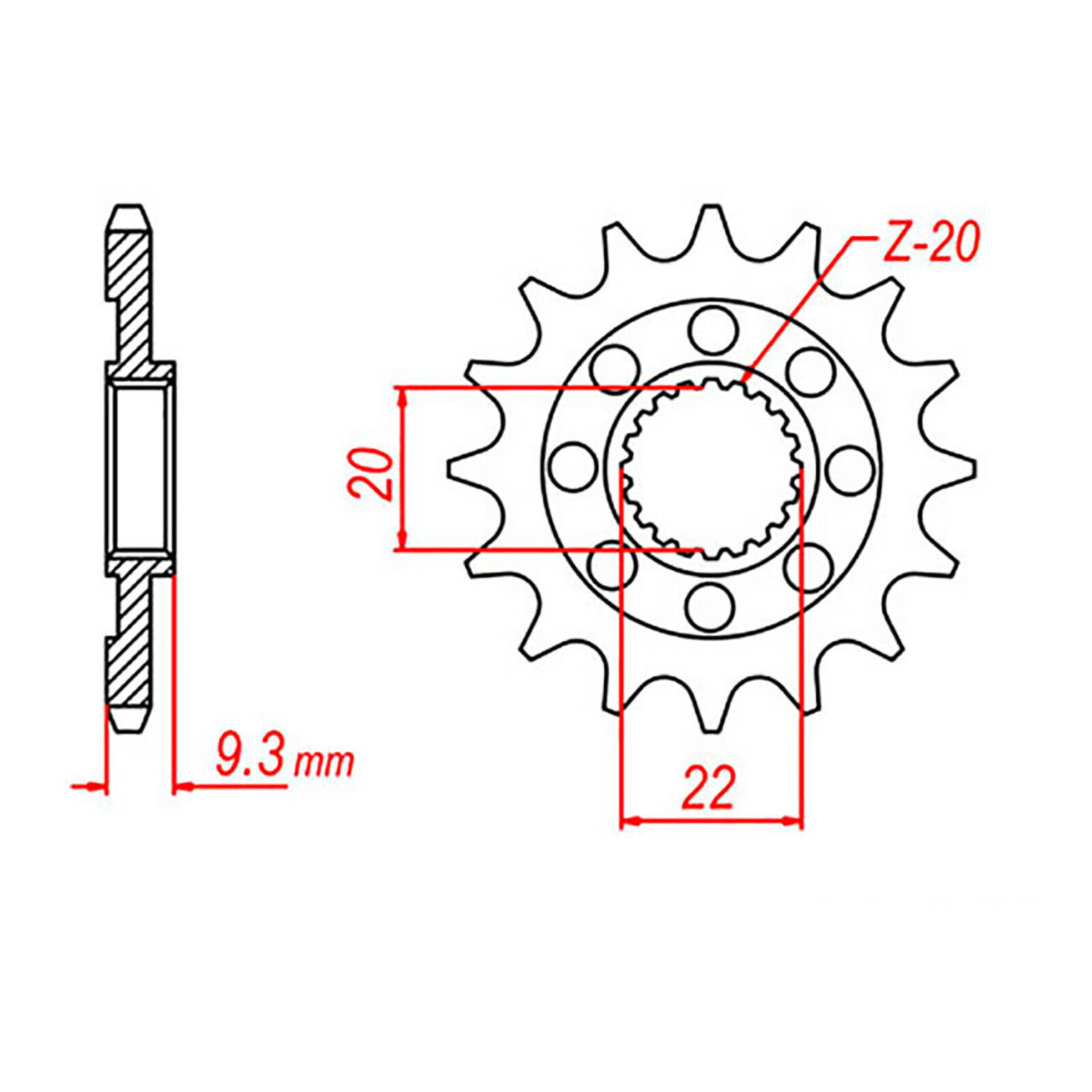 MTX 1446 Steel Front Sprocket #520 (13T) (10-035-13)