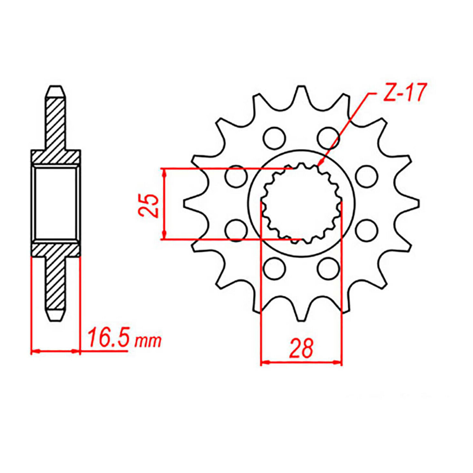 MTX 1904 Steel Front Sprocket #525 (16T) (10-KT6-16)