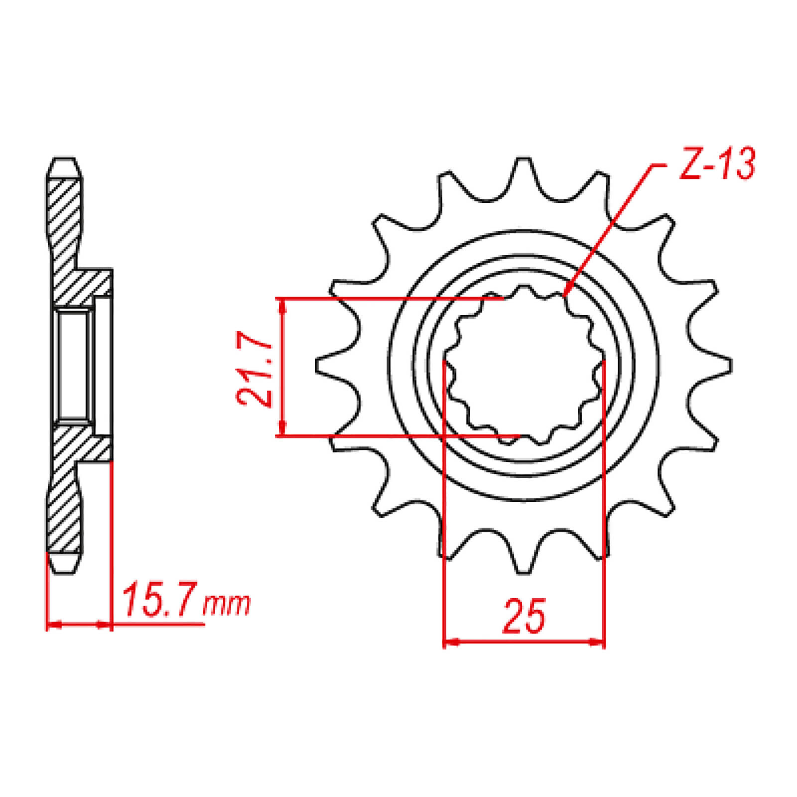 MTX 1535 Steel Front Sprocket #525 (15T) (10-238-15)