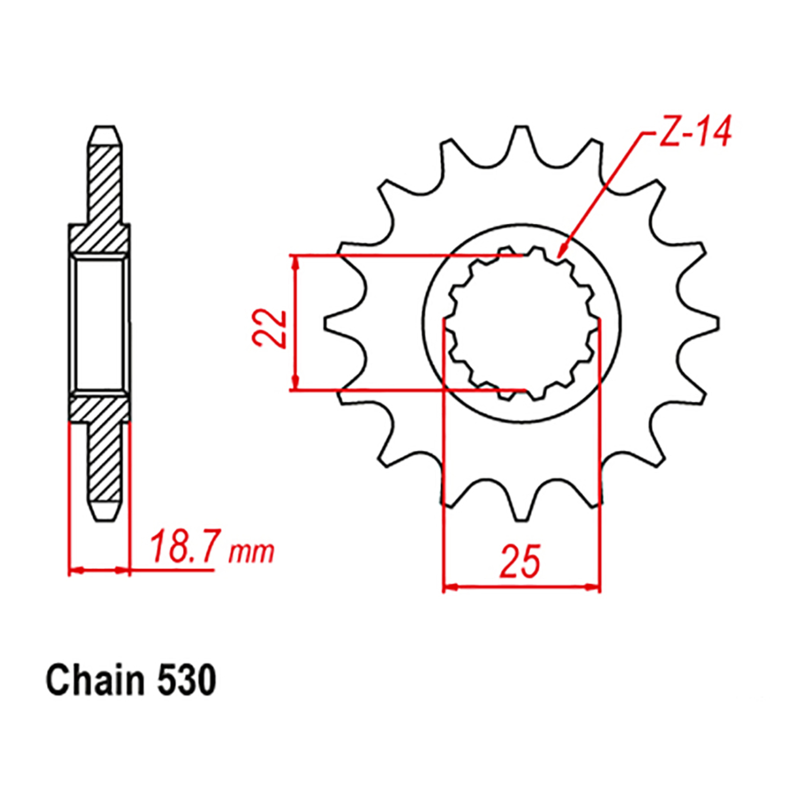 MTX 52900 Steel Front Sprocket #530 (14T) (10-52900-14)