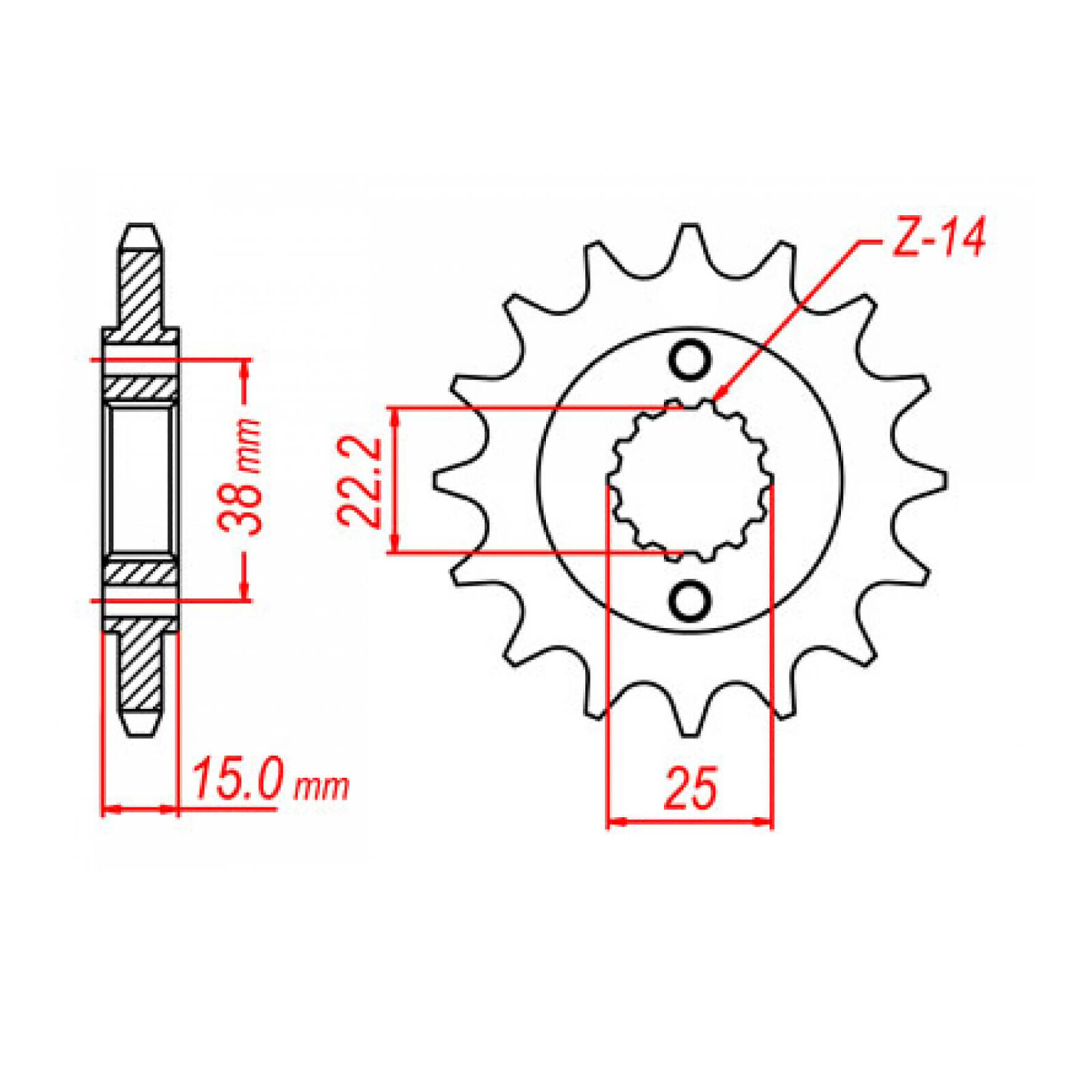 MTX 737 Steel Front Sprocket #520 (15T) (10-737-15)