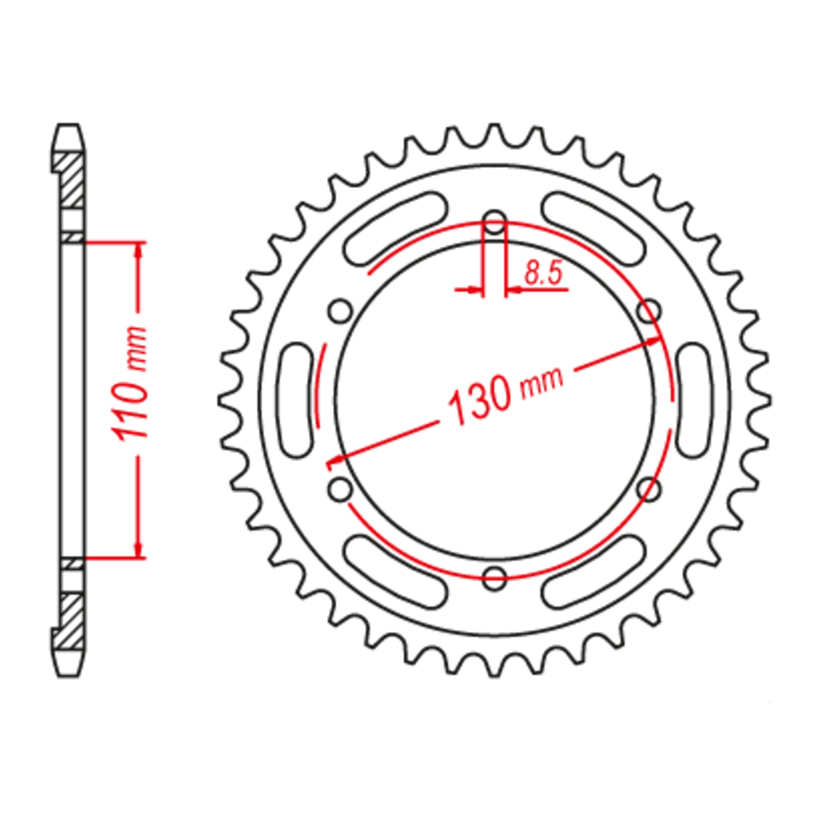 SPROCKET REAR MTX 1870 48T #428 11-1870-48