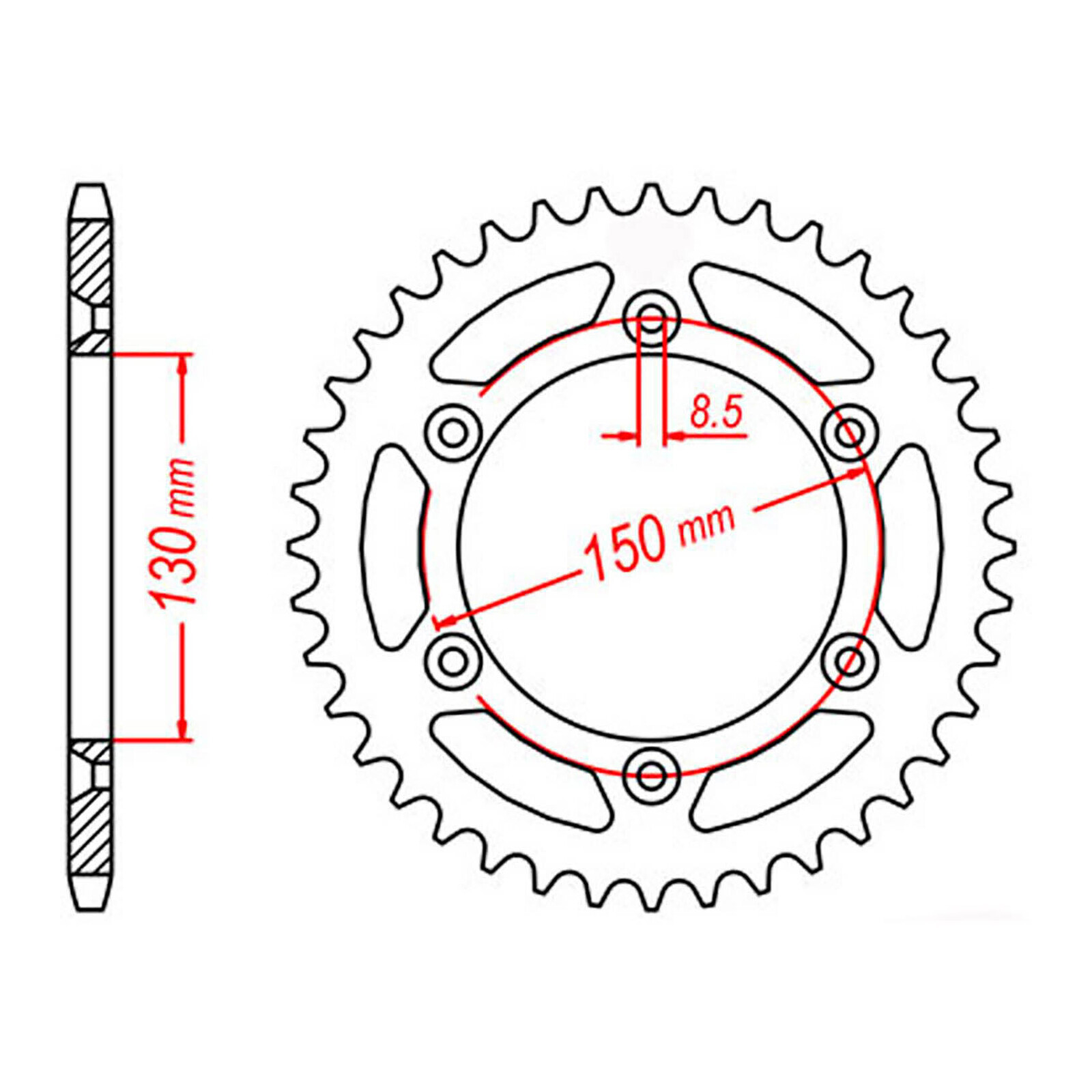 MTX 245/2 Steel Rear Sprocket #520 (38T) (11-428-38)