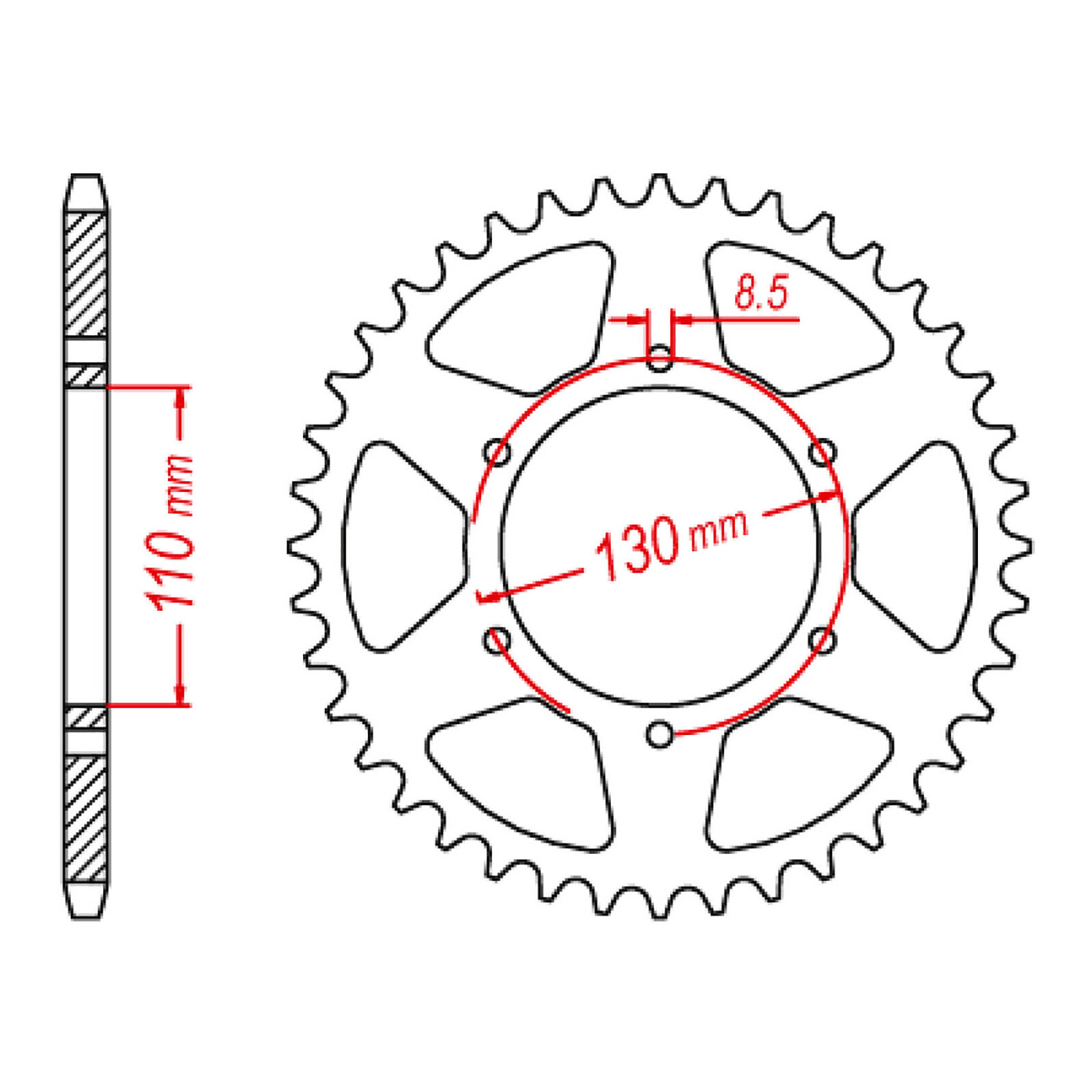 MTX 1977 Steel Rear Sprocket #520 (48T) (11-329-48)