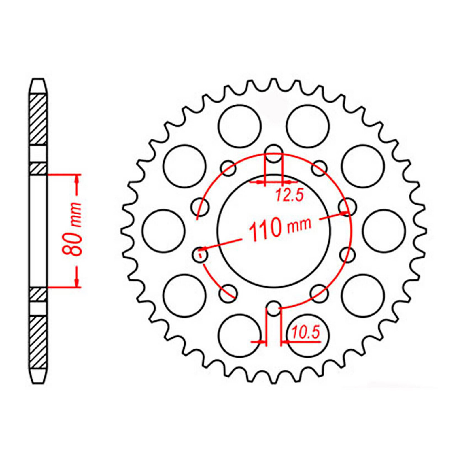 MTX 1334 Steel Rear Sprocket #530 (36T) (11-438-36)