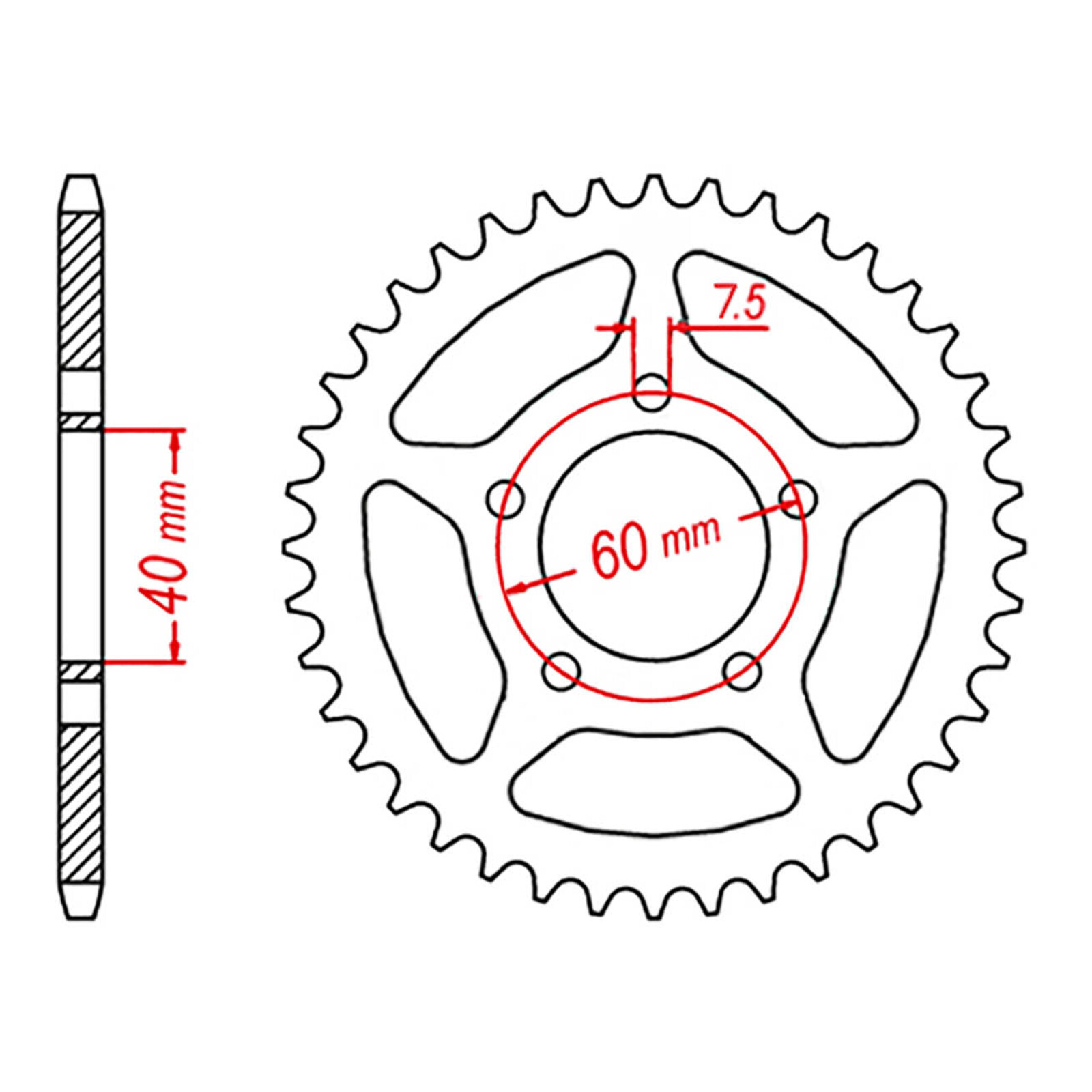 MTX KTM 50 Steel Rear Sprocket #415 (40T) (11-KM3-40)