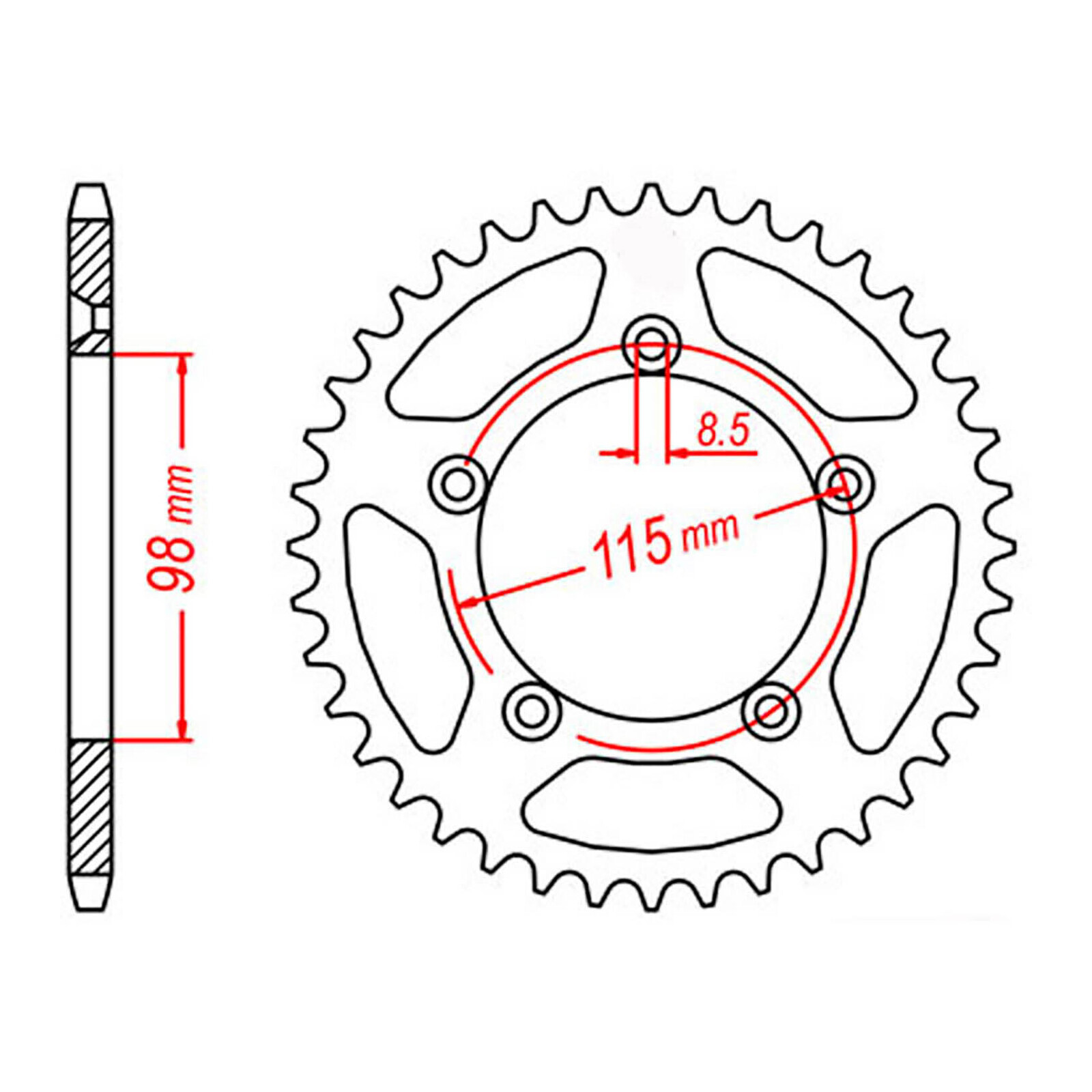 MTX 894 Steel Rear Sprocket #420 (46T) (11-KMX-46)