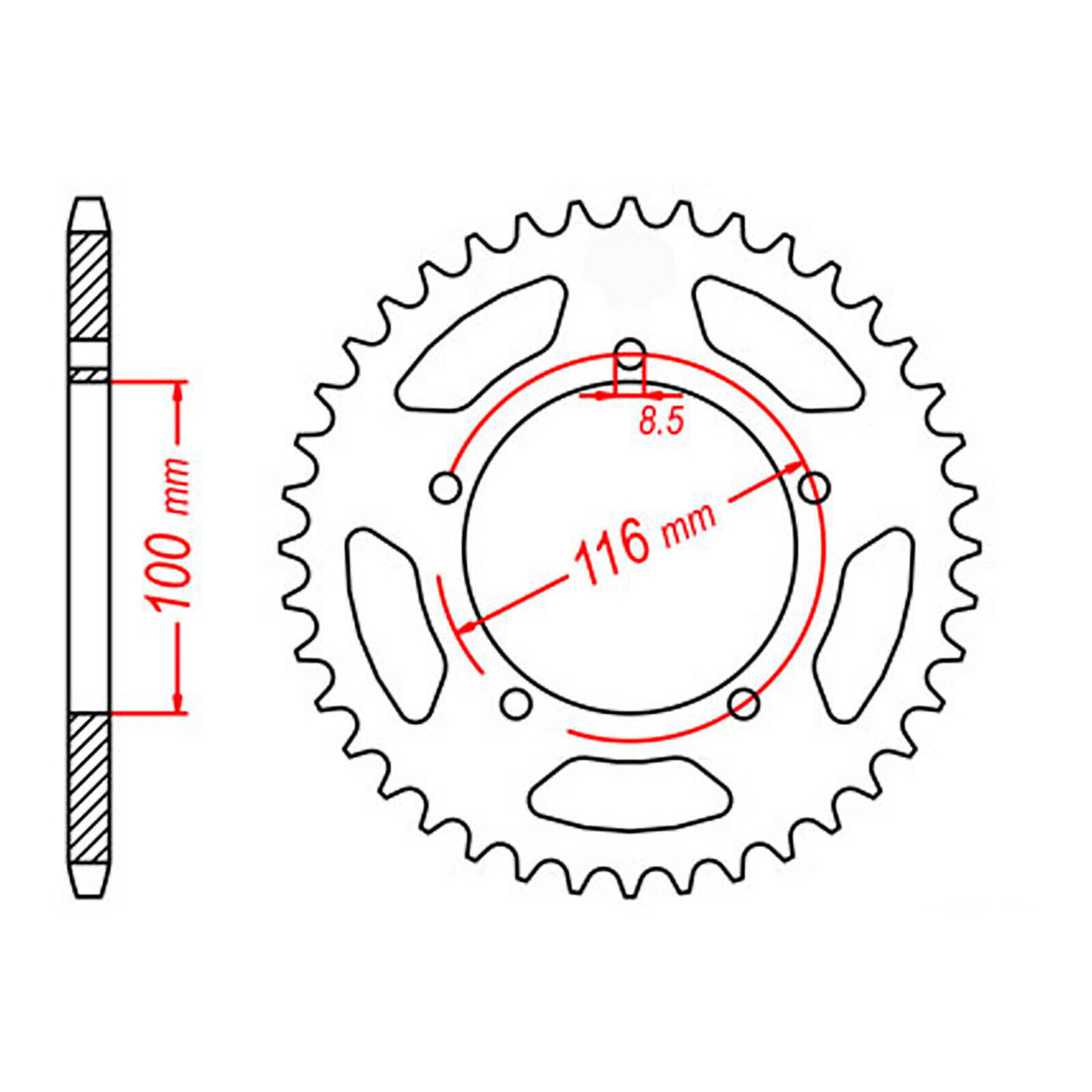 MTX 464 Steel Rear Sprocket #420 (44T) (11-121-44)