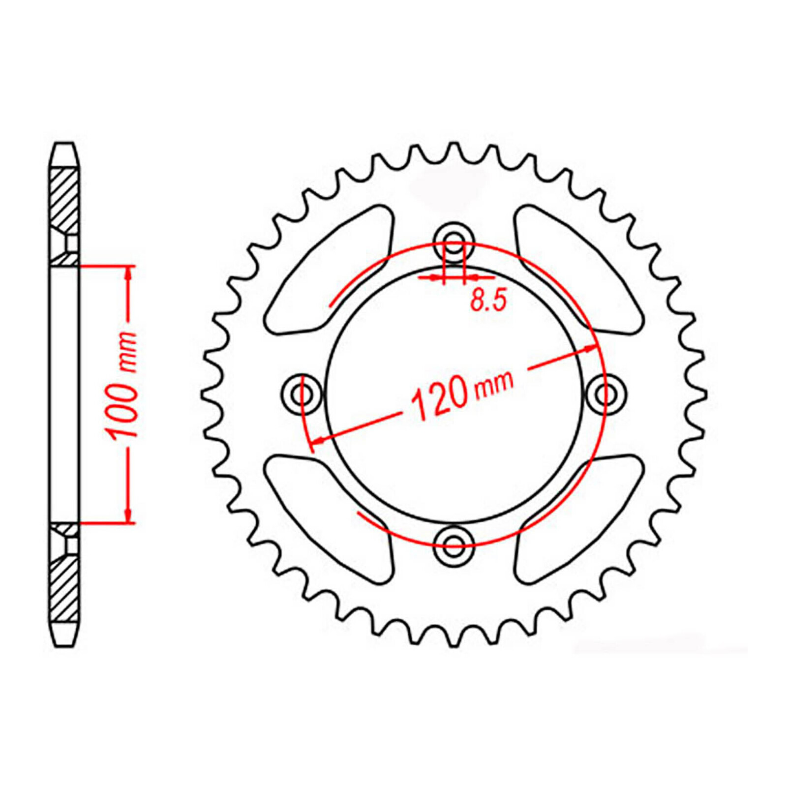 MTX 798 Steel Rear Sprocket #428 (44T) (11-209-44)