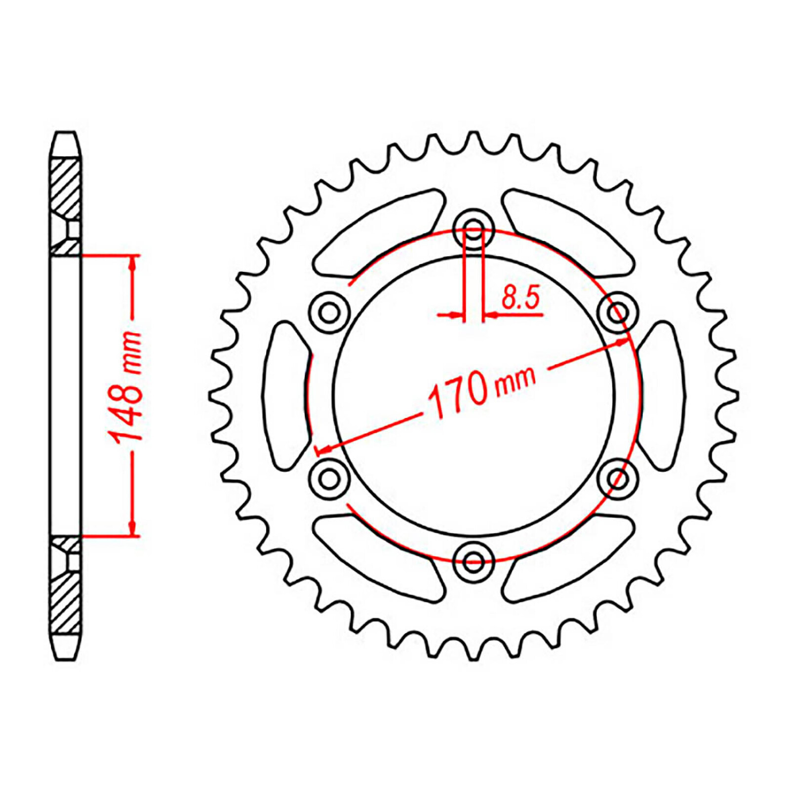 MTX 828 Steel Rear Sprocket #520 (42T) (11-142-42)