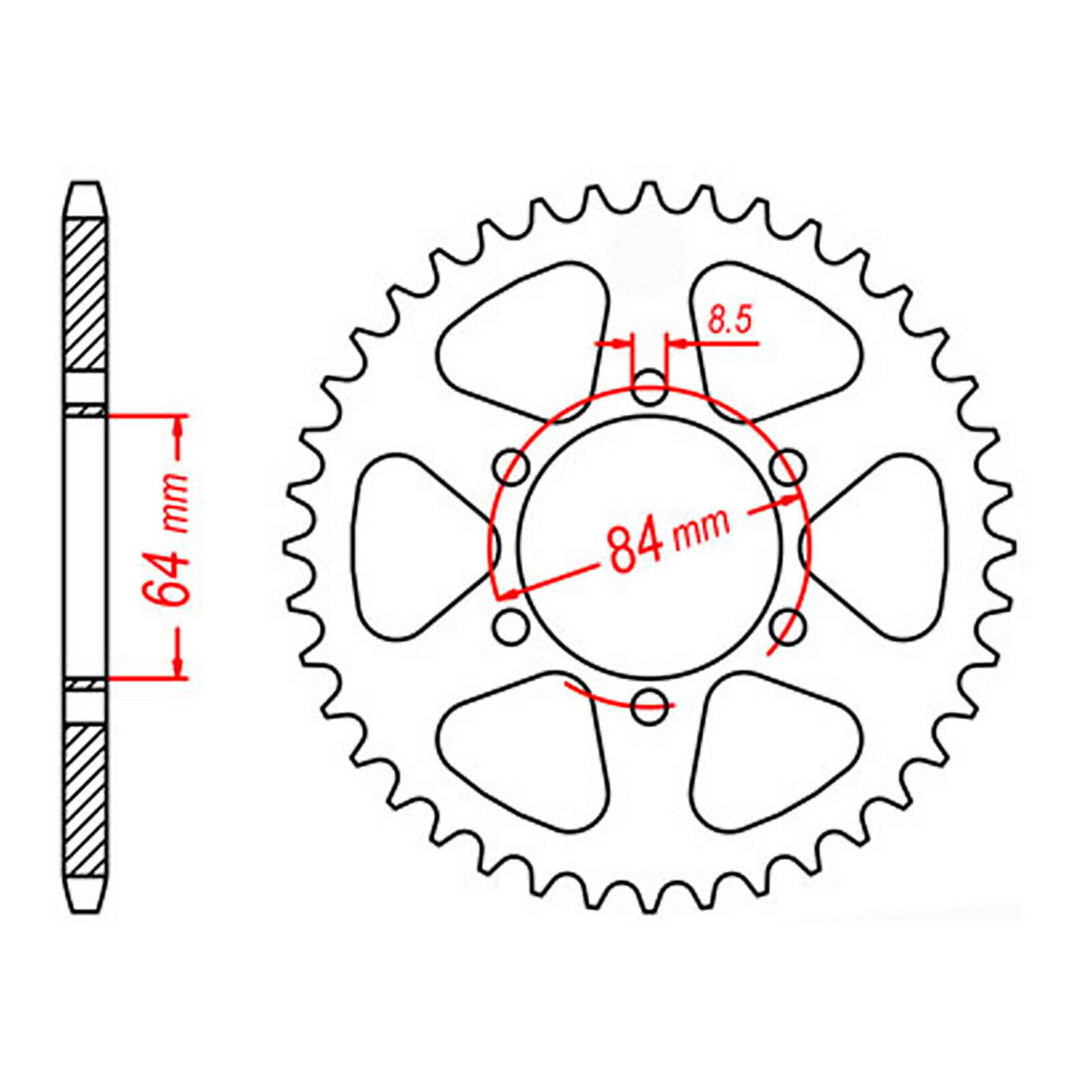 MTX 809 Steel Rear Sprocket #428 (44T) (11-287-44)