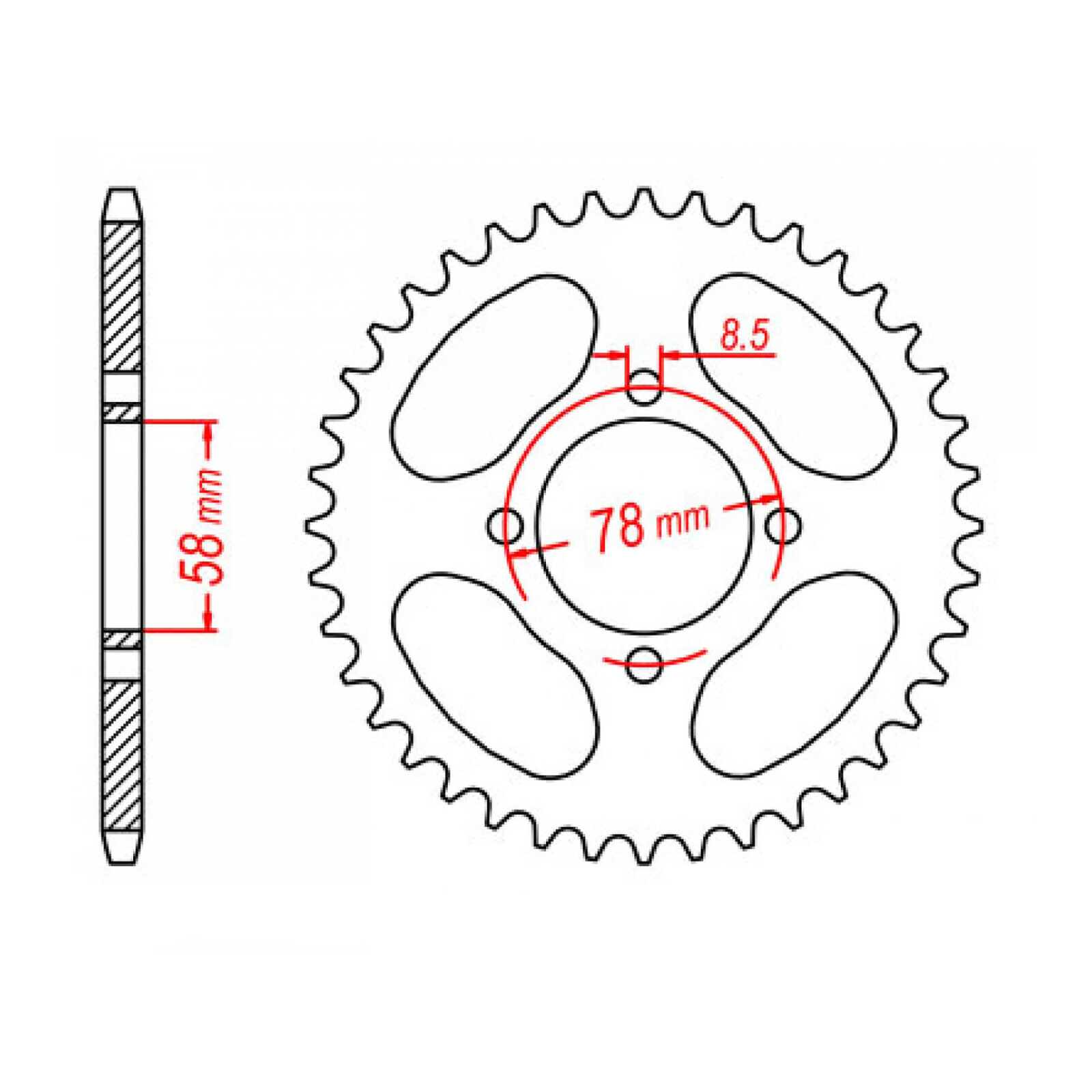 MTX 810 Steel Rear Sprocket #428 (43T) (11-208-43)