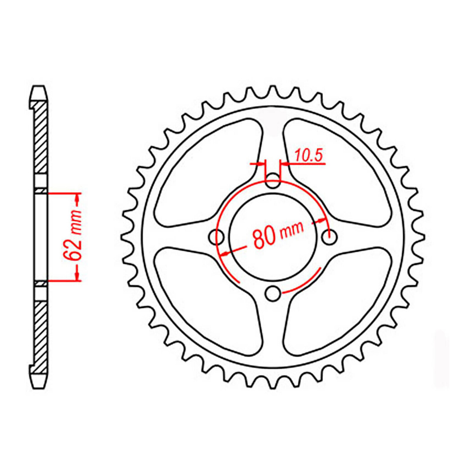 MTX 1843 Steel Rear Sprocket #428 (54T) (11-5HP-54)