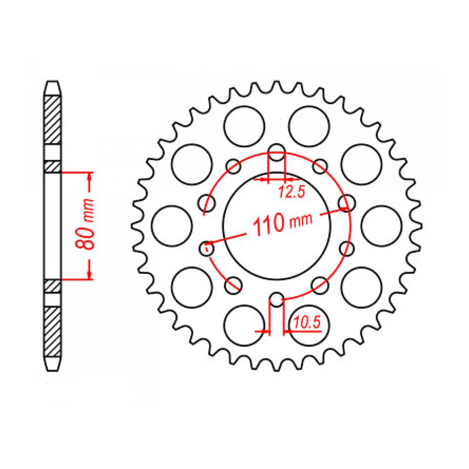 MTX 1334 Steel Rear Sprocket #525 (45T) (11-MC8-45)