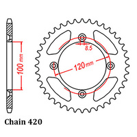 REAR SPROCKET - STEEL 47T 420P