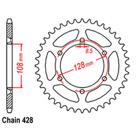 Z - REAR SPROCKET - STEEL 54T 428P