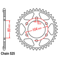 REAR SPROCKET - STEEL 46T 525P