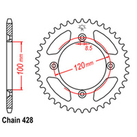 REAR SPROCKET - STEEL 47T 428P