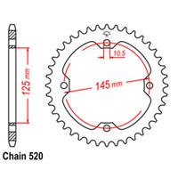 REAR SPROCKET - STEEL 38T 520P