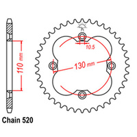 REAR SPROCKET - STEEL 39T 520P