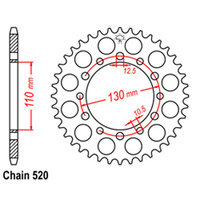 REAR SPROCKET - STEEL 44T 520P