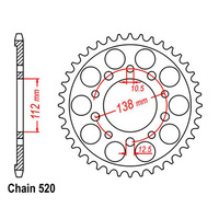 REAR SPROCKET - STEEL 45T 520P