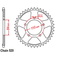 REAR SPROCKET - STEEL 40T 520P