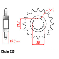 Z - FRONT SPROCKET - STEEL 15T 525P