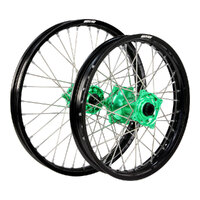 STATES MX WHEEL SET 21/19 - BLK/GRN/SIL - KAWASAKI  KXF  06-22