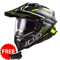 LS2 MX701 Explorer Carbon Edge Helmet- Black / Hi-Vis Yellow