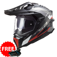 LS2 MX701 Explorer Carbon Frontier Helmet - Titanium / Red